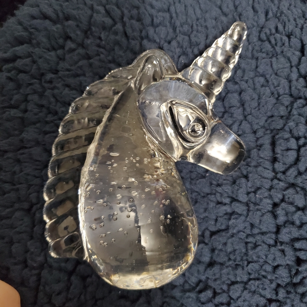 Vintage Fantasy‎ Collectible Tabletop Decor Bubble Glass Unicorn Paperweight